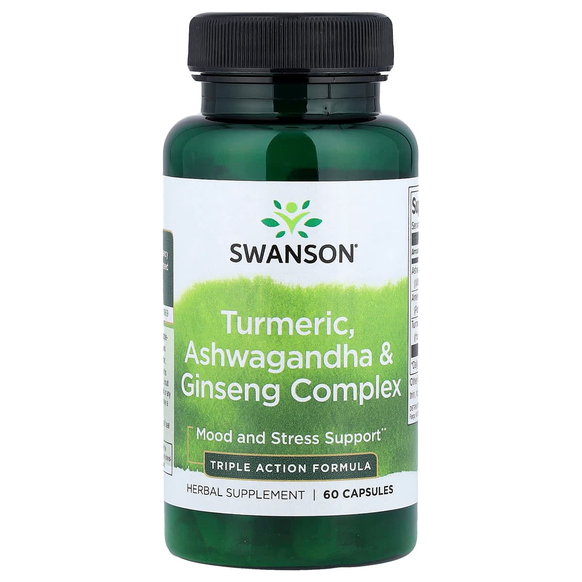 Swanson - Kurkuma, Ashwagandha ja Ginseng-kompleksi - 60 kapselia