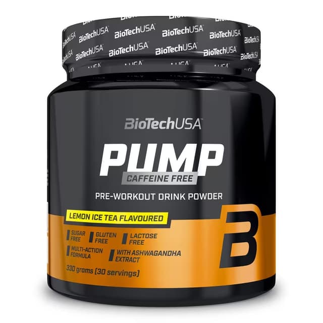 BioTechUSA - Pump prestationshöjande pulver - Koffeinfri, iste med citron, 330 g – BioTechUSA