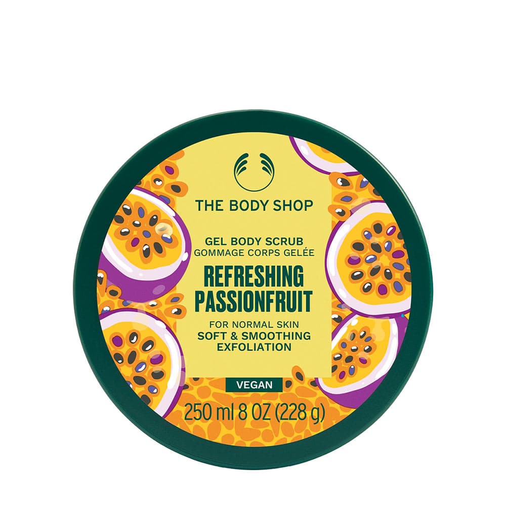 The Body Shop - Gel Body Scrub - Refreshing Passionfruit - 250ml – The Body Shop förpackning