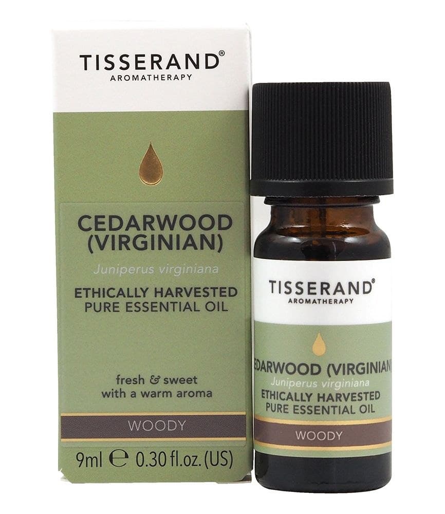 Tisserand - Aromatherapy Cedarwood (Virginian) Juniperus Virginiana Ethically Harvested (9ml / 0,3 Fl. oz.) – Tisserand Aromatherapy förpackning