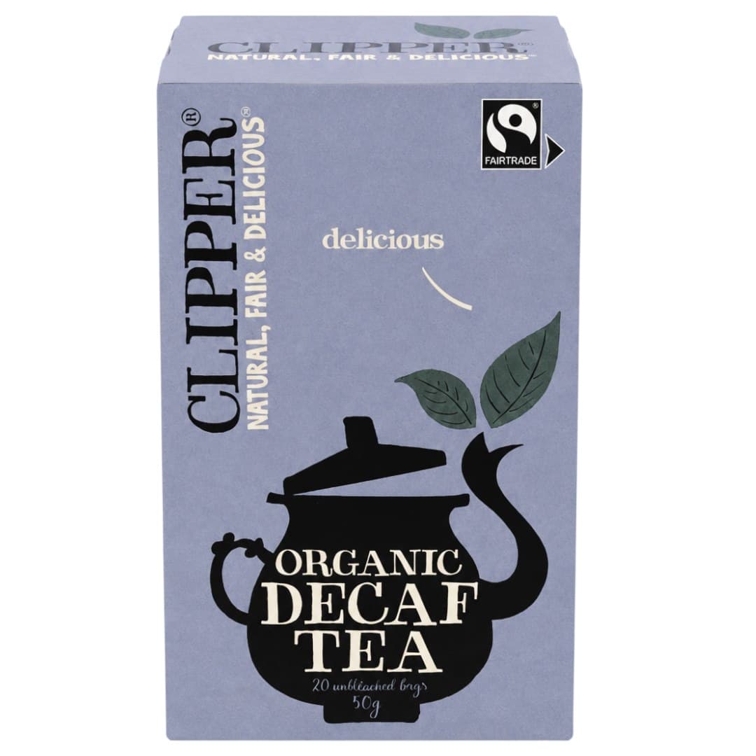 CLIPPER - Organic Decaf Tea - 50g (20 bags) – CLIPPER förpackning