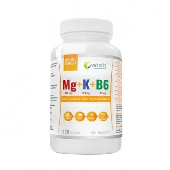 Wish - Magnesium + Potassium + Vitamin B6 - 120 Caps – Wish förpackning