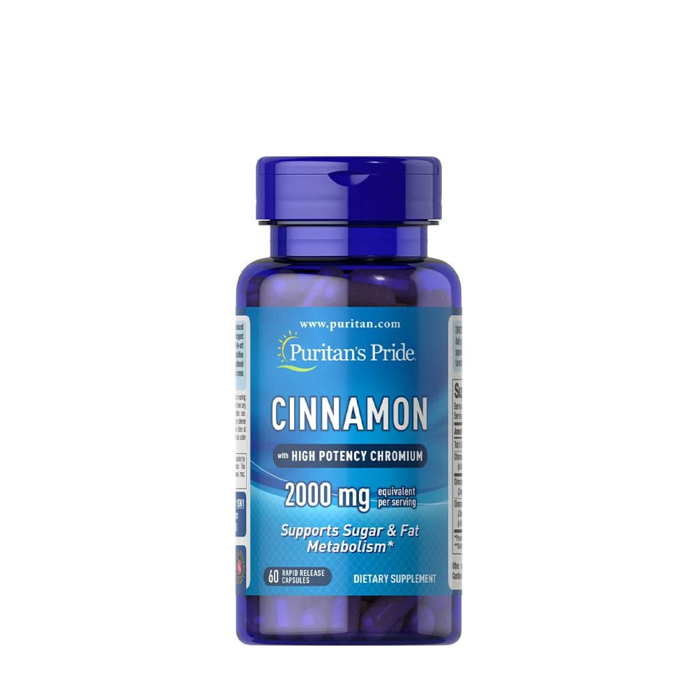 Puritan's Pride - Cinnamon With High Potency Chromium - 60 Rapid Release Caps – Puritan's Pride förpackning