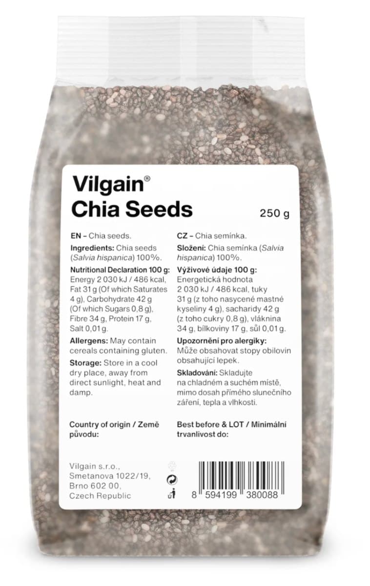 Vilgain - Chia Seeds 250g – Vilgain förpackning