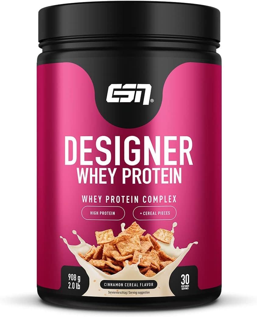 ESN (Elite Sports Nutrition) - Designer Whey - Kanel och flingor, 908 g burk – ESN (Elite Sports Nutrition) förpackning