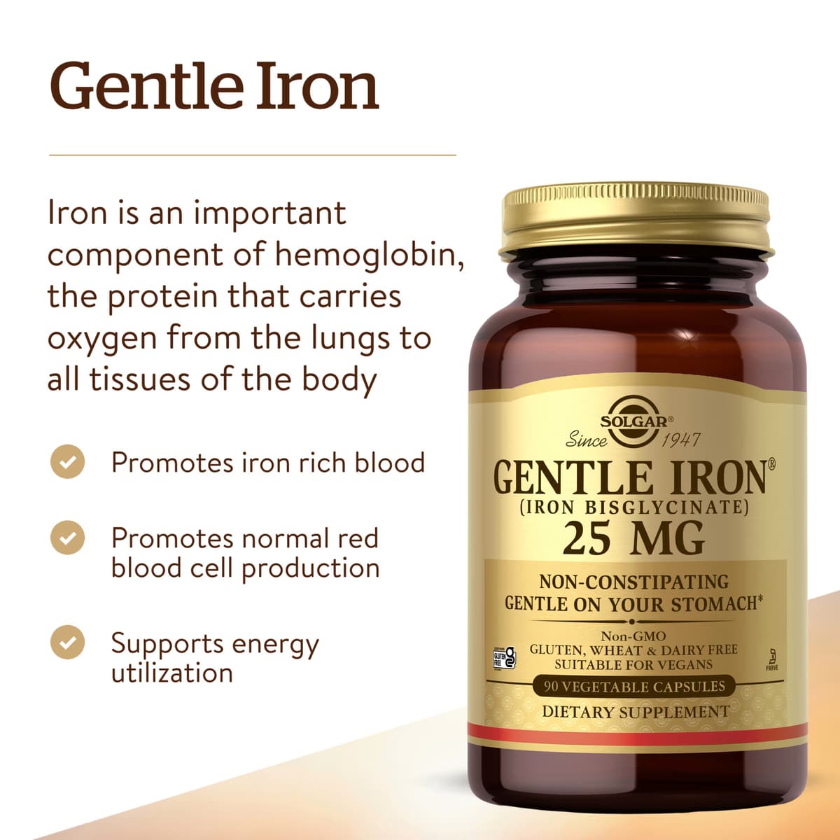 Solgar - Gentle Iron® - 25mg, 90 Caps
