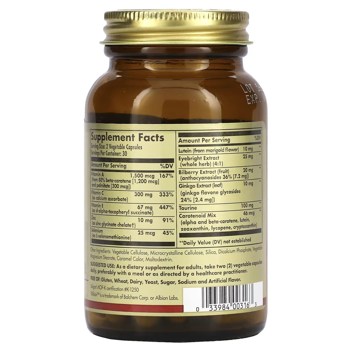 Solgar - Bilberry Ginkgo Eyebright Complex Plus Lutein
