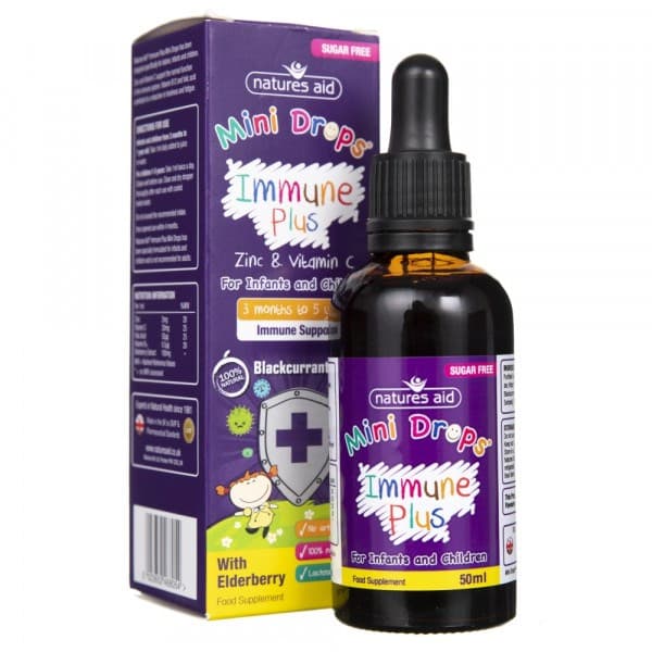 Nature's Aid - Mini Drops Immune Plus - 50ml – Nature's Aid förpackning