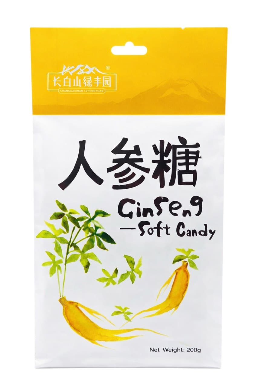 长白山绿丰园 - Changbaishan Lvfengyuan - Ginseng Soft Candy - 200g – 长白山绿丰园 förpackning