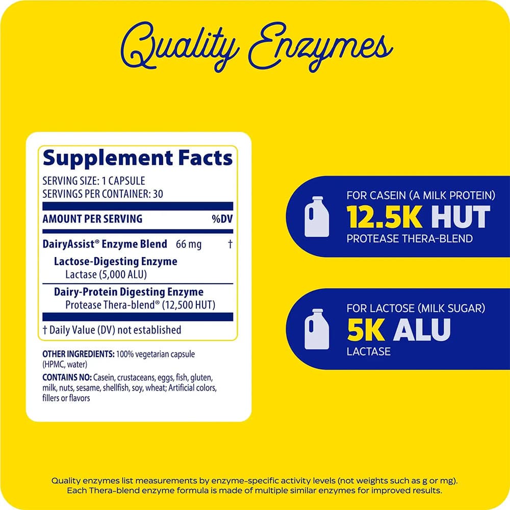 Enzymedica - Dairyassist - Complete Dairy Digestion Formula - 30 Caps