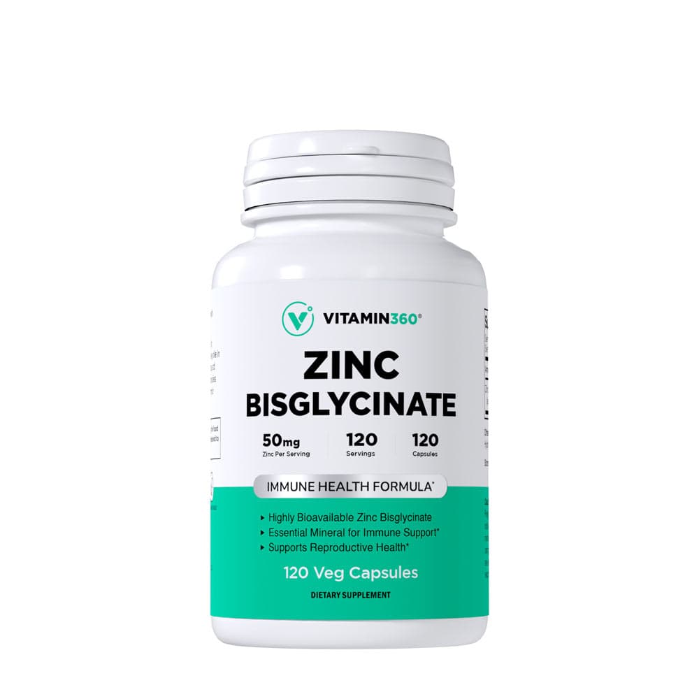 Vitamin360 Zinc Bisglycinate 50 mg - 120 Veg Capsules – Vitamin360 förpackning