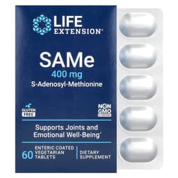 Life Extension - SAMe S-Adenosyl-Methionine, 400mg - 60 Enteric Coated Tabs