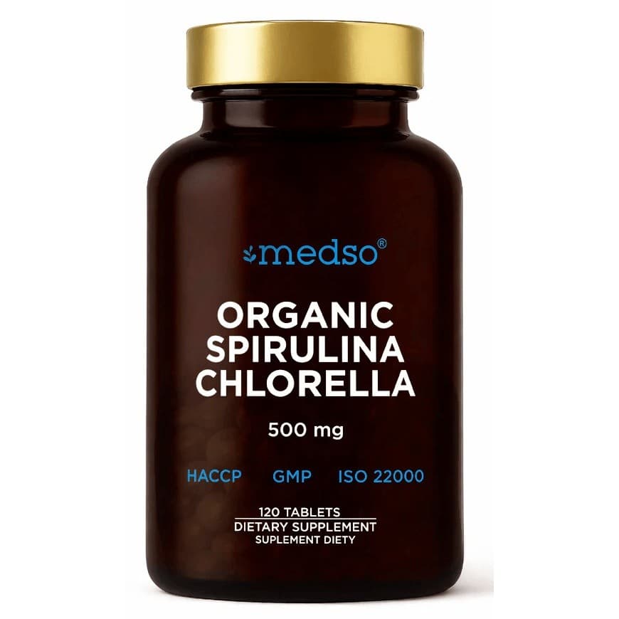 Medso - Organic Spirulina Chlorella - 120 Tablets – Medso förpackning