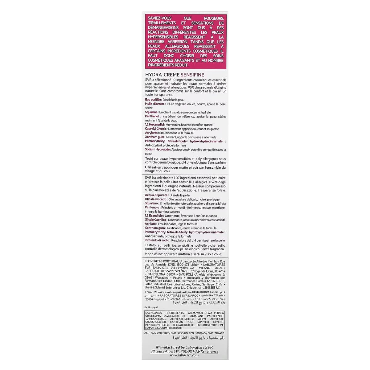 SVR - Sensifine Hydra-Creme 40 ml