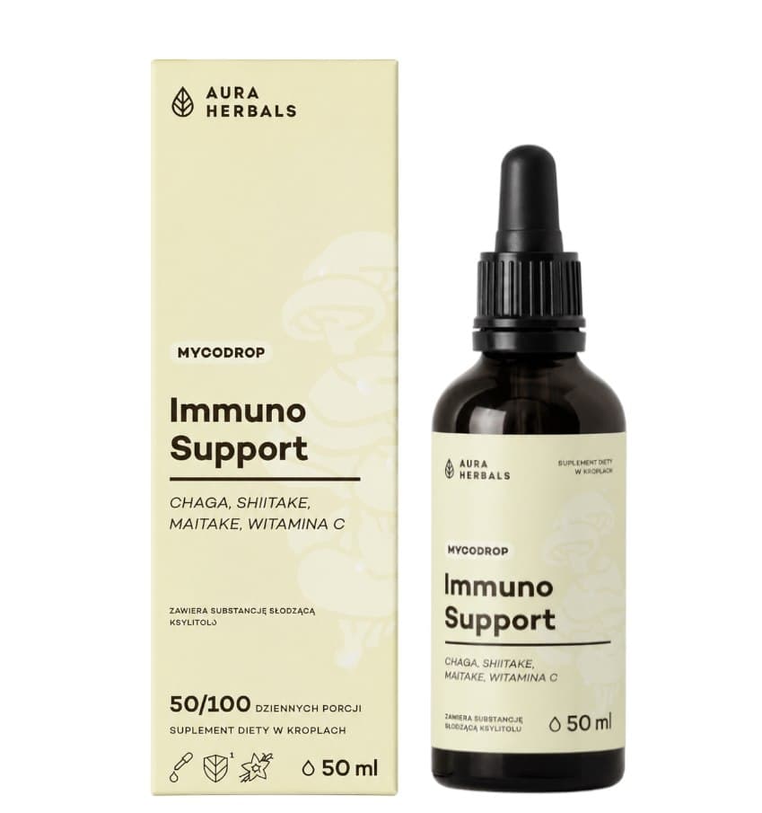 Aura Herbals - Mycodrop Immuno Support (50 ml) – Aura Herbals förpackning