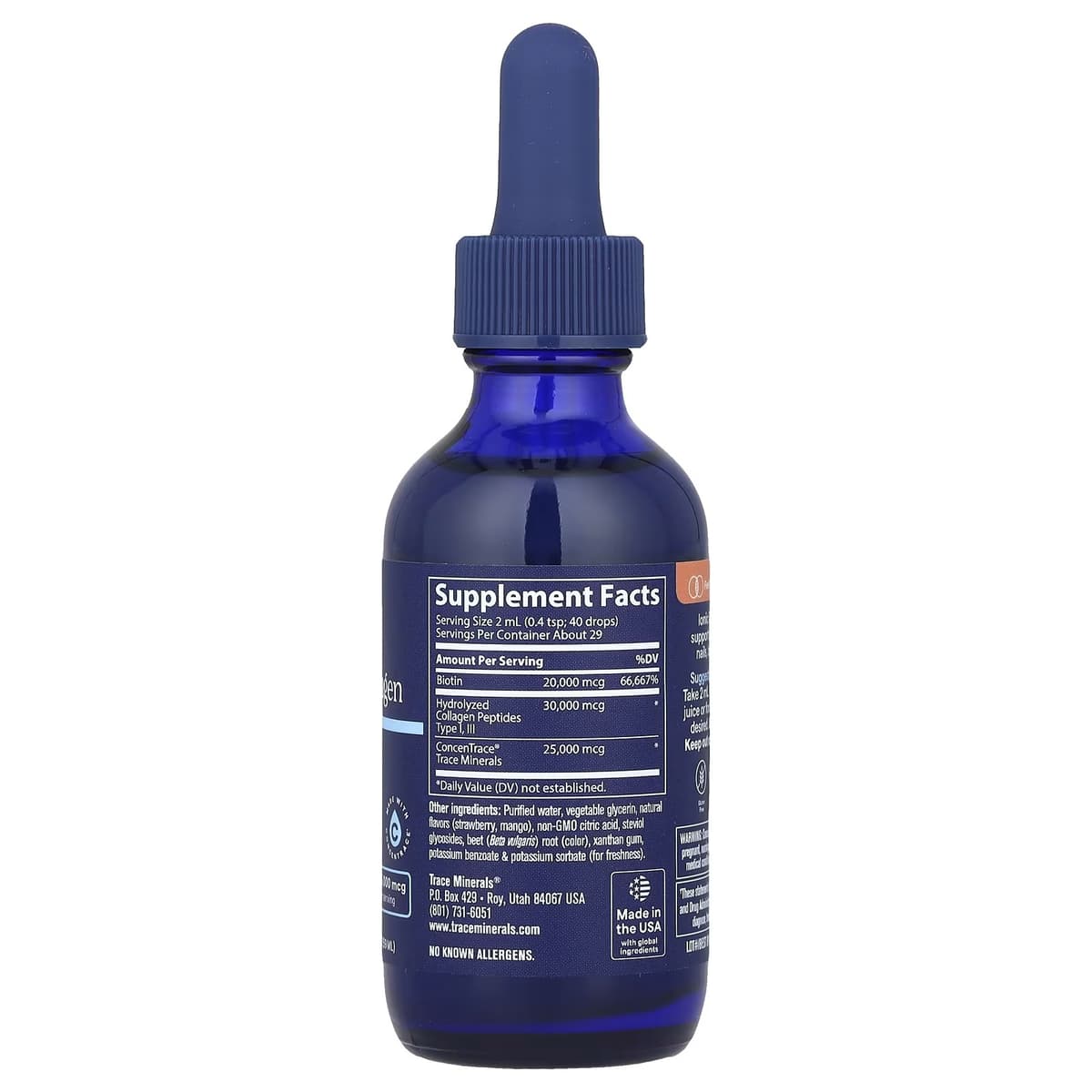 Trace Minerals Ionic Biotin + Kollagen - 2 Fl. oz.