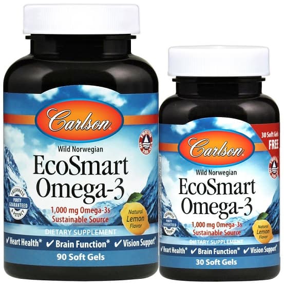 Carlson Labs - Smart Omega-3 1000mg Natural Lemon - 120 Sgels – Carlson Labs förpackning