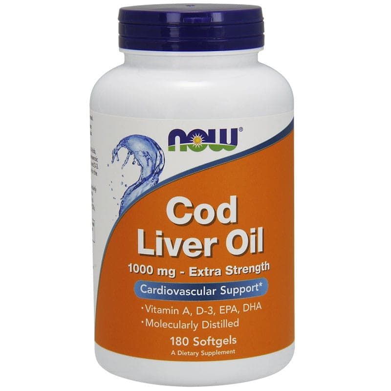 Now Foods - Cod Liver Oil, 1000mg (180 Sgels) – NOW Foods förpackning
