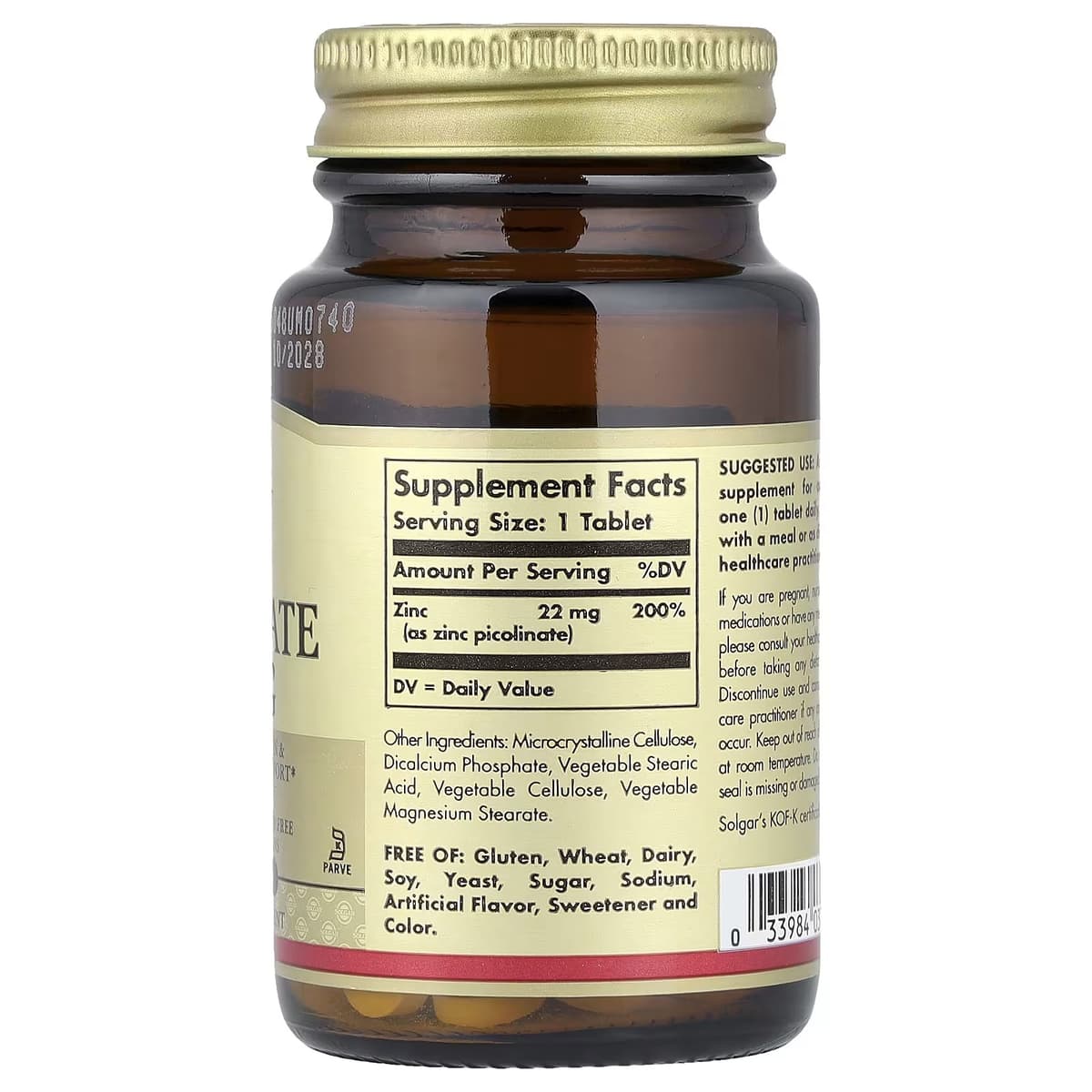 Solgar - Zinc Picolinate - 100 Tabs