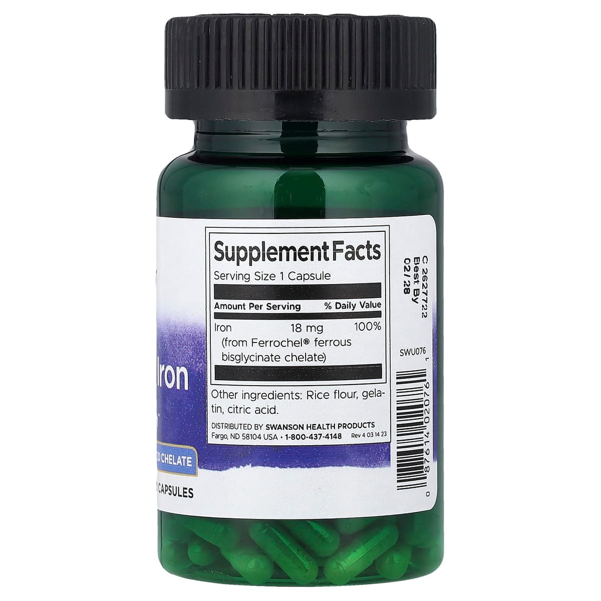 Swanson - Albion Ferrochel Iron - 18mg - 180 Caps