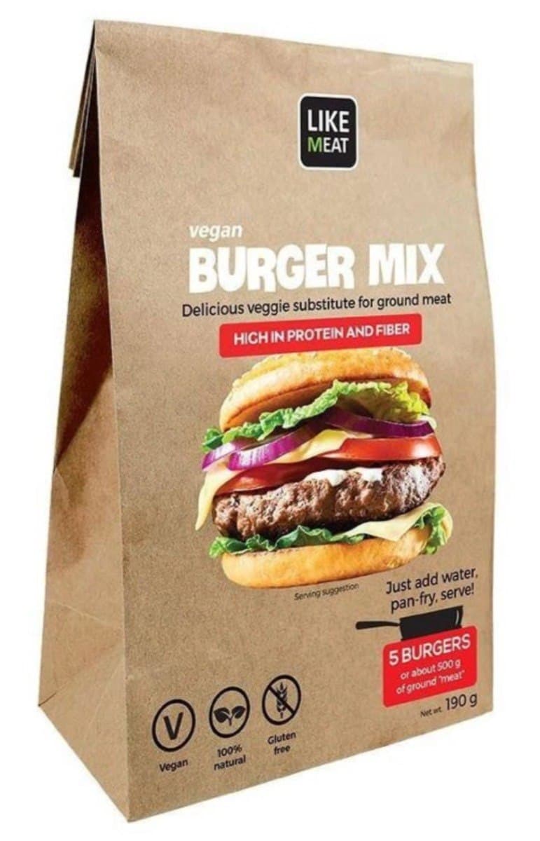 Like Meat - Vegan Burger Mix - 190g – Like Meat förpackning