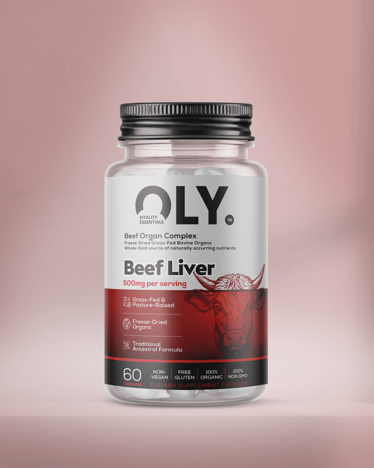 Oly - Beef Liver - 500 mg - 60 caps – Oly förpackning