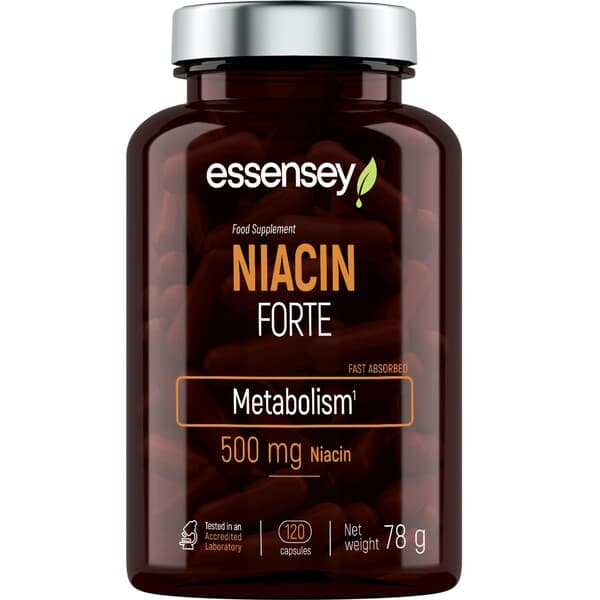 Essensey - Niacin Forte 500mg - 120 Capsules – Essensey förpackning