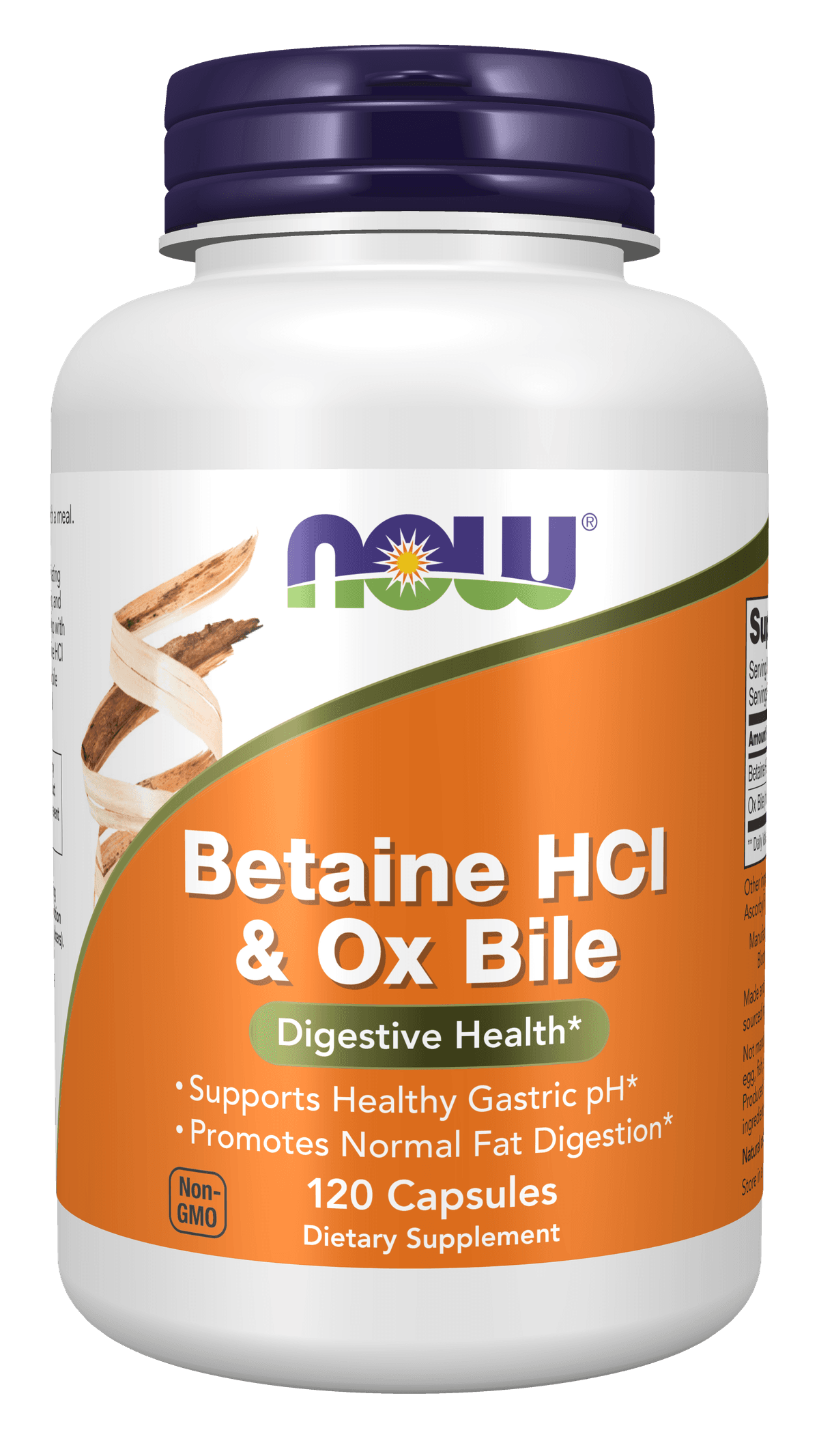 NOW Foods - Betain-HCl og oksegalde - 120 kapsler