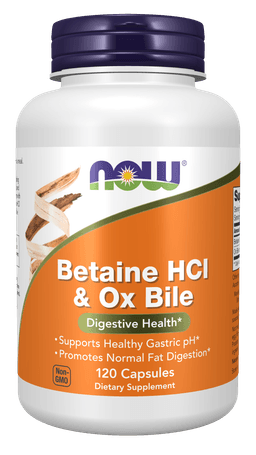 Now Foods Betaine HCl & Ox Galde - 120 Kapsler