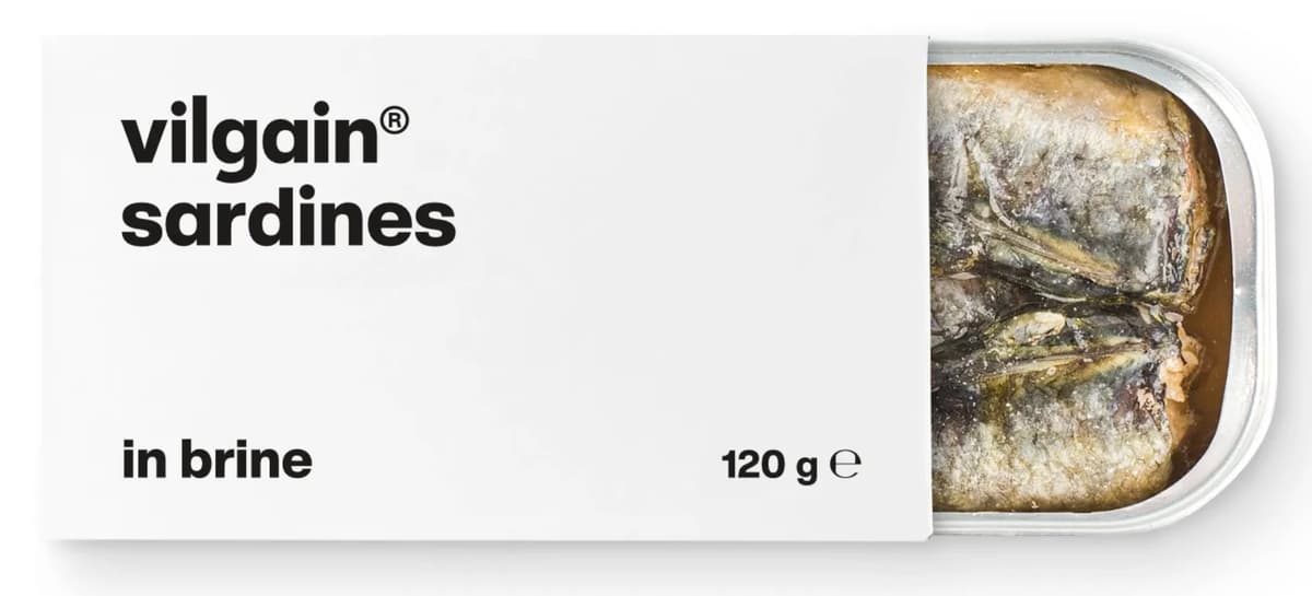 Vilgain - Sardines in Brine - 120 g – Vilgain förpackning