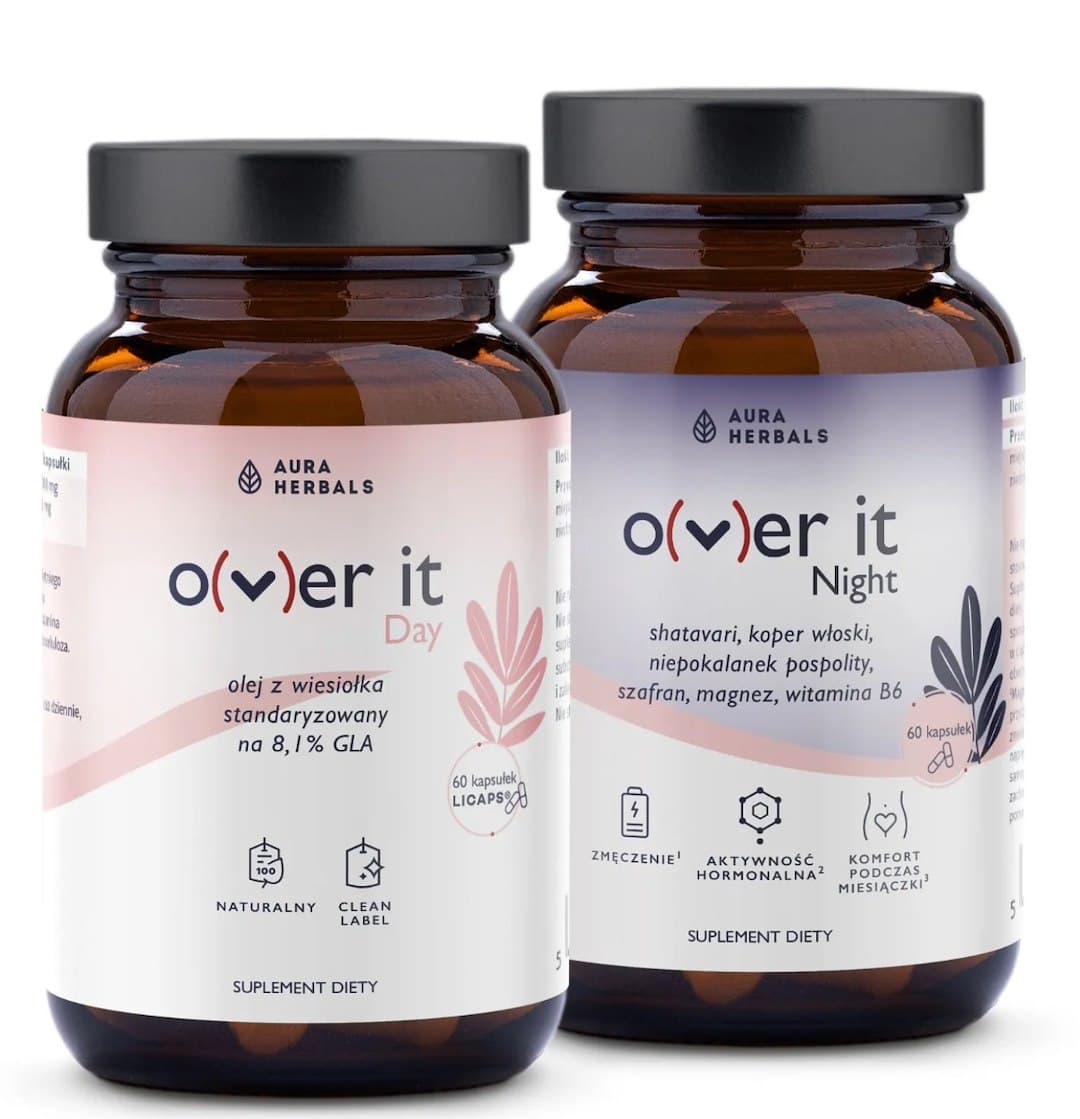 Aura Herbals - Over It Day&Night - 120 Caps (2 × 60 Caps) – Aura Herbals förpackning
