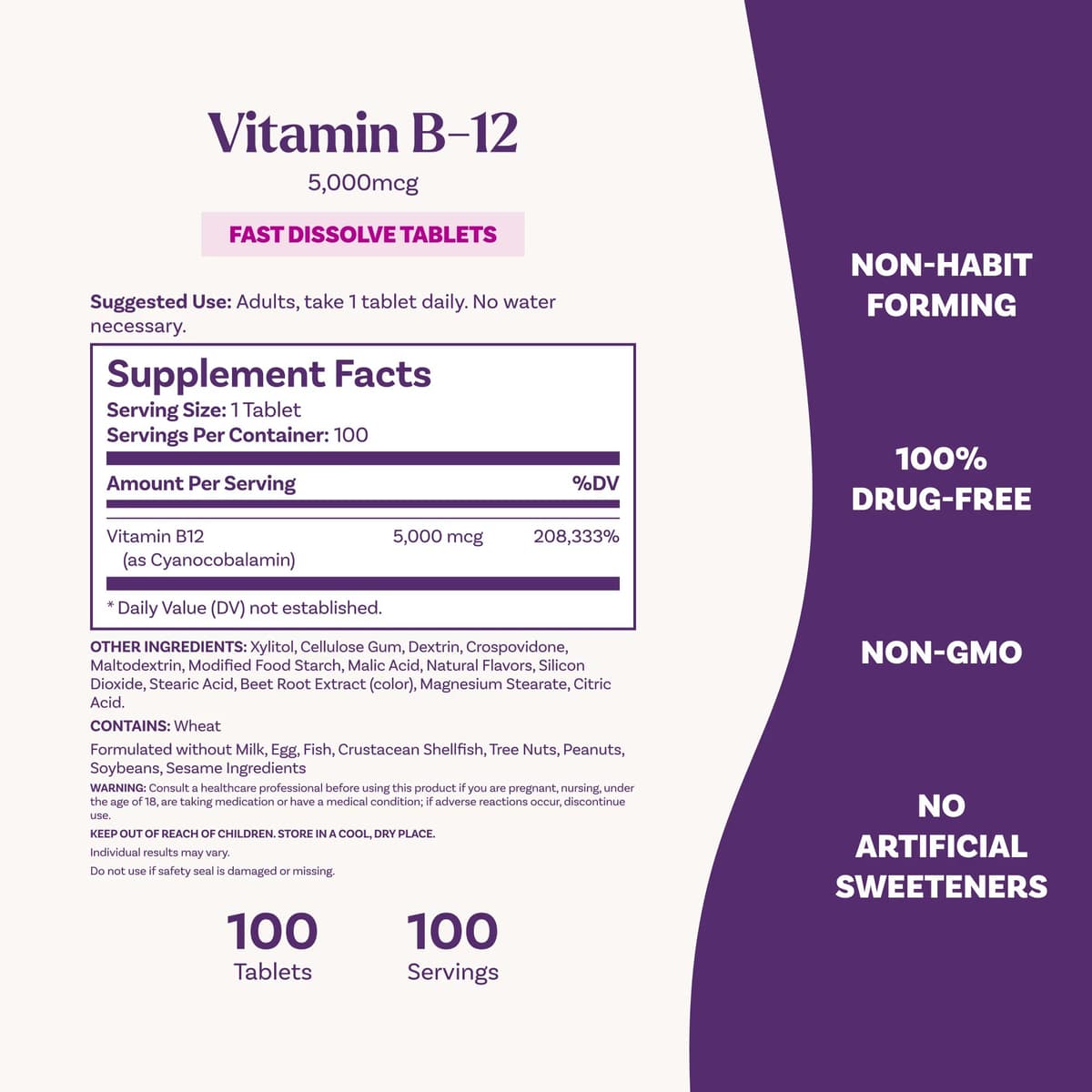 Natrol - Vitamin B-12 - 100 Tabletter