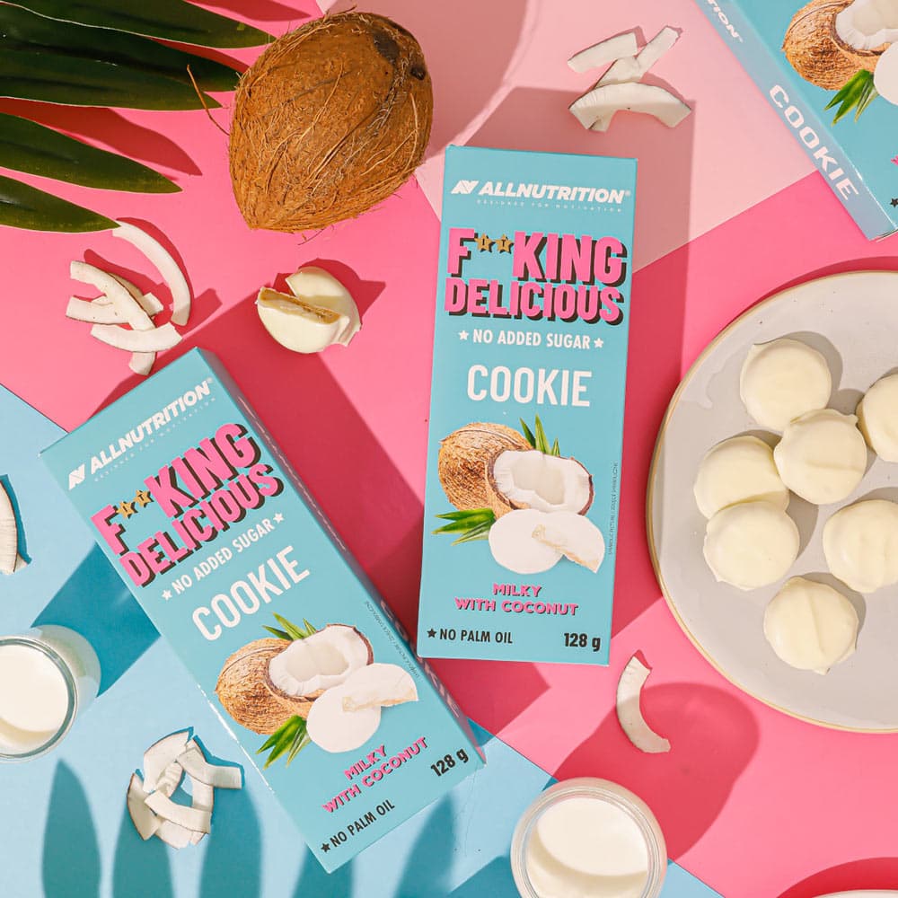 Allnutrition - Delicious Cookie, Milky Coconut - 128g (KORT DATUM 2026-10-30)