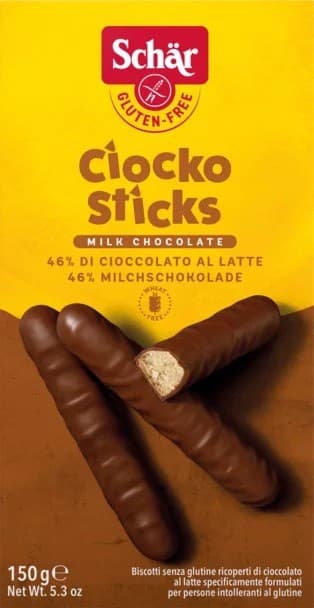 Schär - Schar Paluszki Ciocko Sticks w czekoladzie 150 g – Schär förpackning