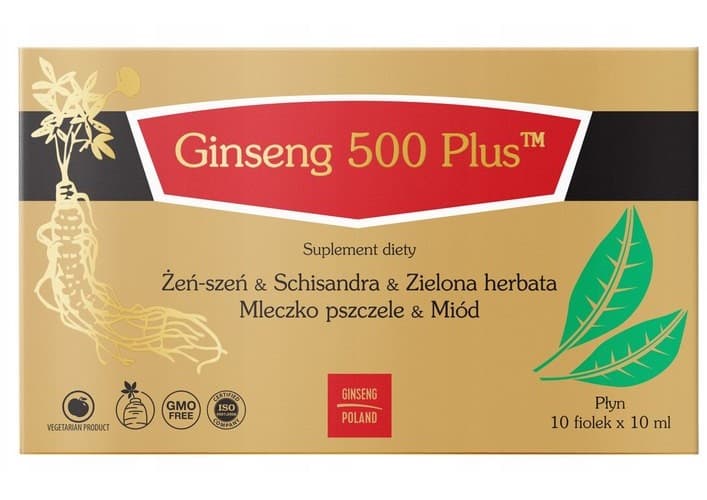 Ginseng Poland - Ginseng Schisandra Green Tea Royal Jelly Honey - 10X10ml Vials – Ginseng Poland förpackning