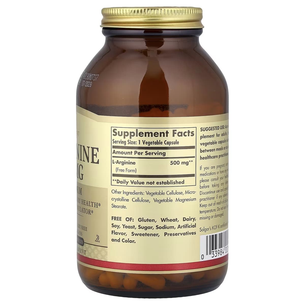 Solgar L Arginine Free Form 500mg 250 Caps