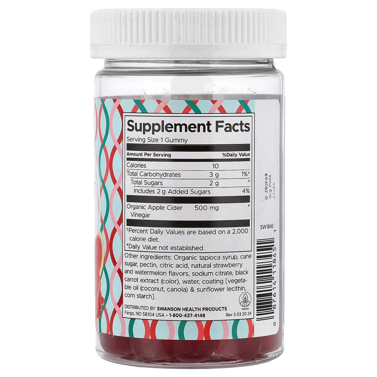 Swanson - Apple Cider Vinegar Gummies - Strawberry Watermelon 60