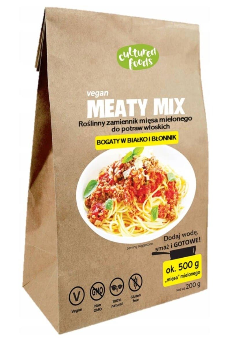 Cultured Foods - Vegan Meaty Mix - 200g – Cultured Foods förpackning