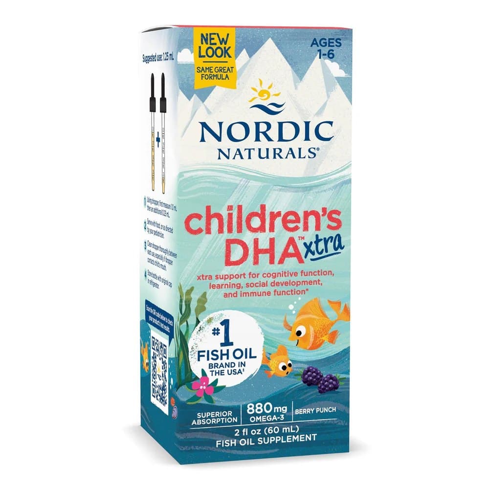 Nordic Naturals - Children'S DHA Xtra Fish Oil, 880mg Berry Punch - 60ml – Nordic Naturals förpackning