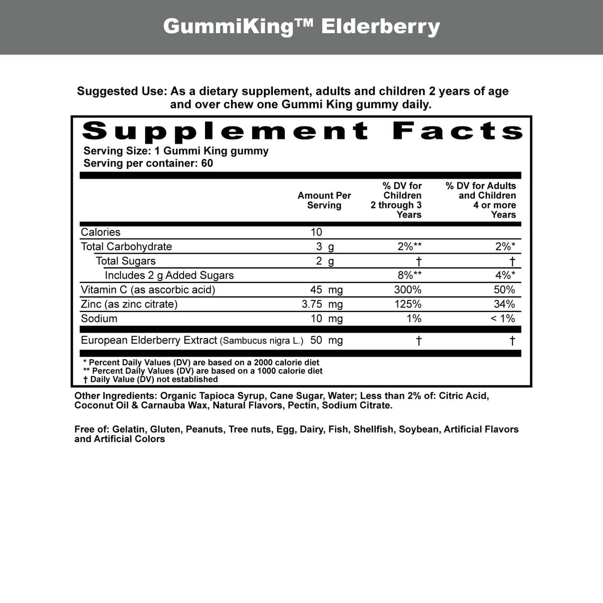 Gummiking - Elderberry For Kids - 60 Gummies