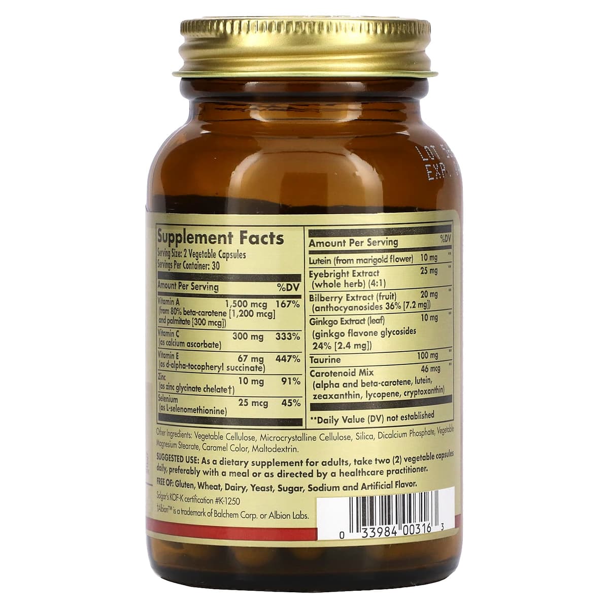 Solgar - Bilberry Ginkgo Eyebright Complex Plus Lutein