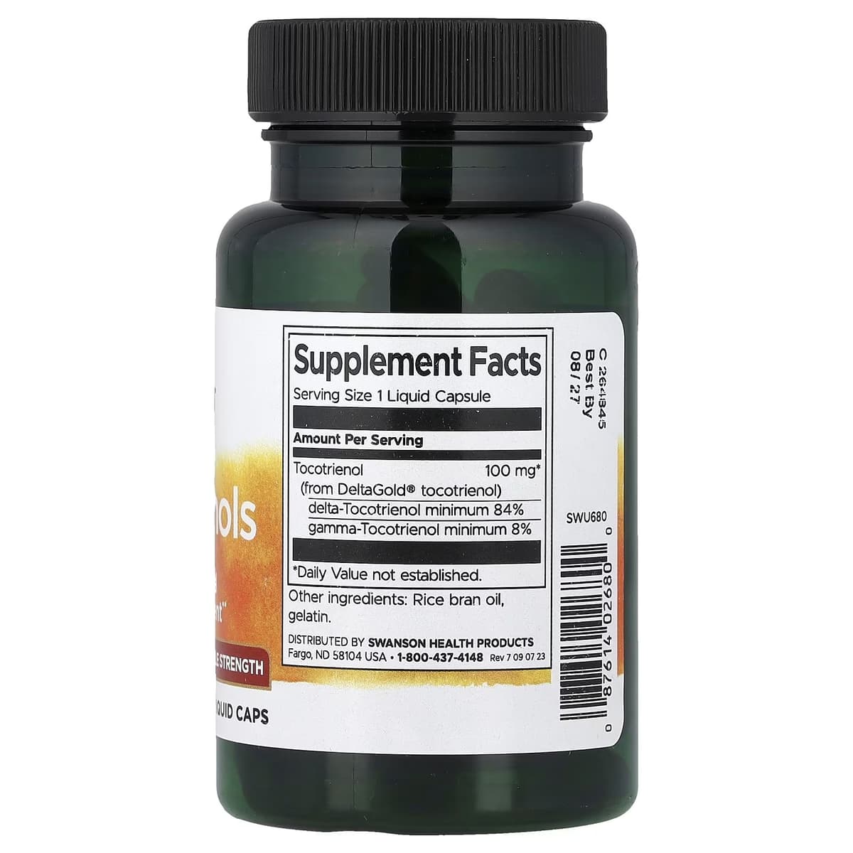 Swanson - Tocotrienoler, 100mg Dobbel styrke - 60 Flydende kapsler