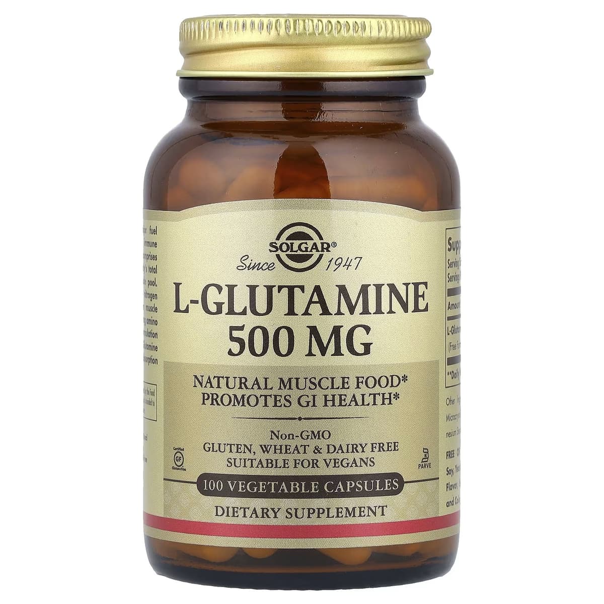 Solgar - L-Glutamine - 100 Vegetable Caps - 100 caps