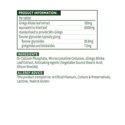 Natures Aid - Ginkgo Biloba Standardoitu - 90 Tablettia