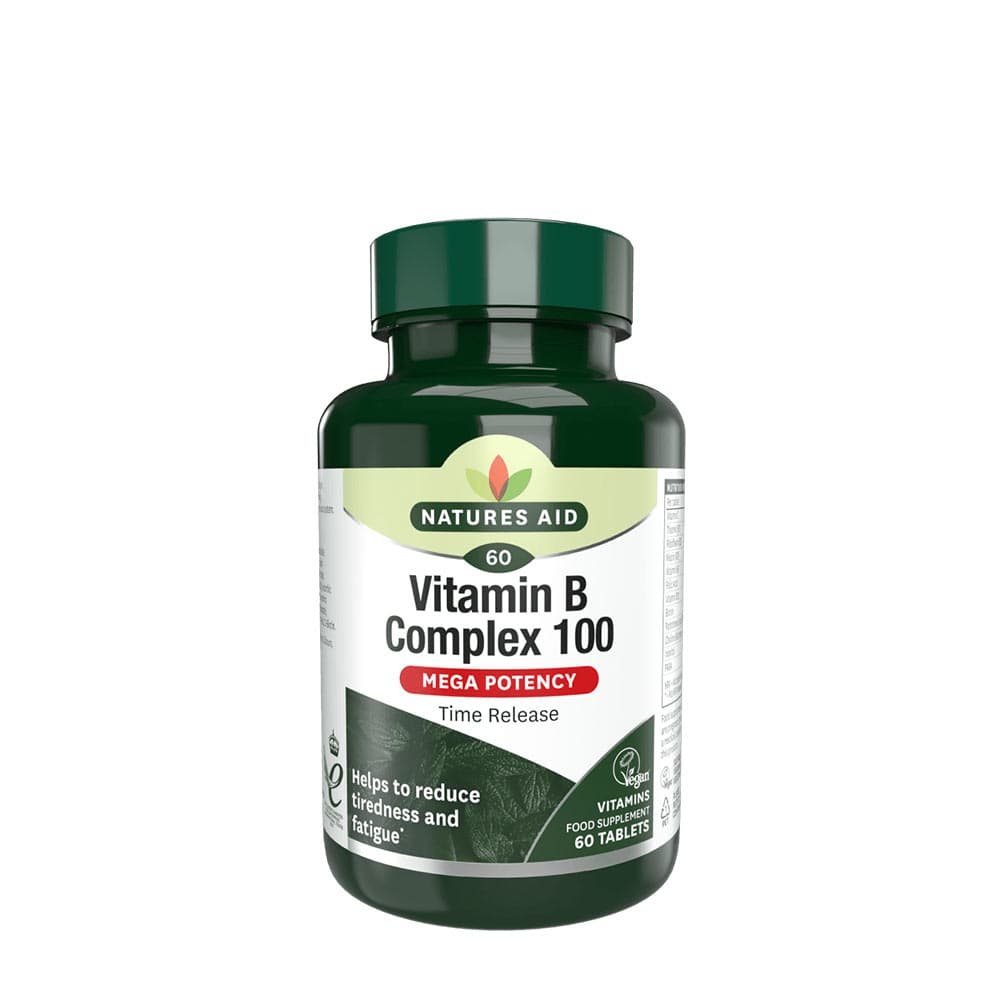 Natures Aid - Vitamin B Complex 100 Mega Potency Time Release - 60 Tabs – Nature's Aid förpackning