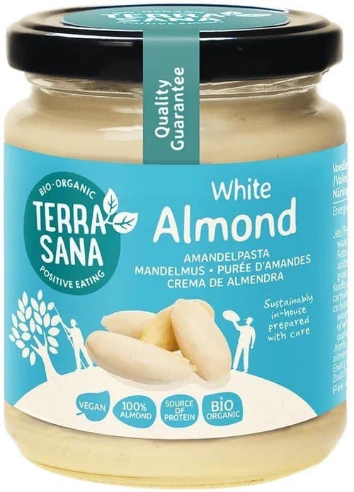Terra Sana - White Almond Butter - 250g – Terra Sana förpackning