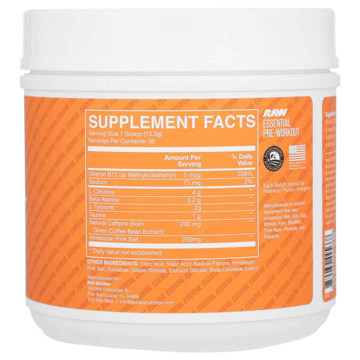 Raw Nutrition - Essential Pre-Workout Powder Orange 399g