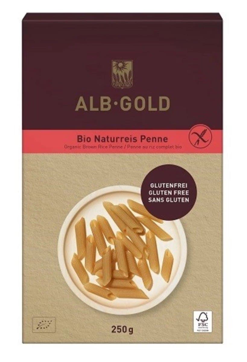 Alb-Gold - Bio Brown Rice Penne - 250g – Alb-Gold förpackning