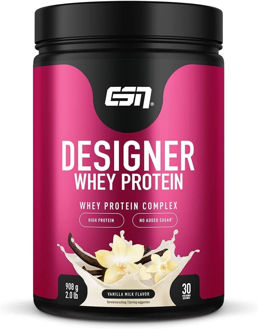 ESN (Elite Sports Nutrition) - Designer vassleprotein - Vaniljmjölk, 908 g burk – ESN (Elite Sports Nutrition) förpackning