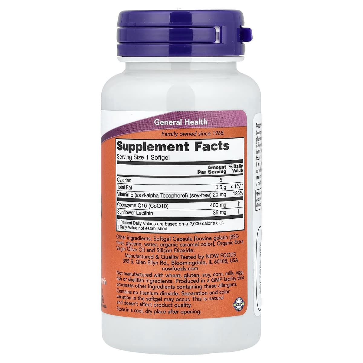 NOW Foods - CoQ10 With Vitamin E & Sunflower Lecithin - 30 Sgels